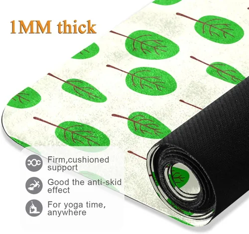 Miniatura 4 de Cartoon Tree Thin Yoga Mat with Bag, Non Slip Fitness Workout Mat, Foldable Suede Rubber Yoga Mat for Yoga Pilates and Fitness, 70.8" L x 26" W x 1mm