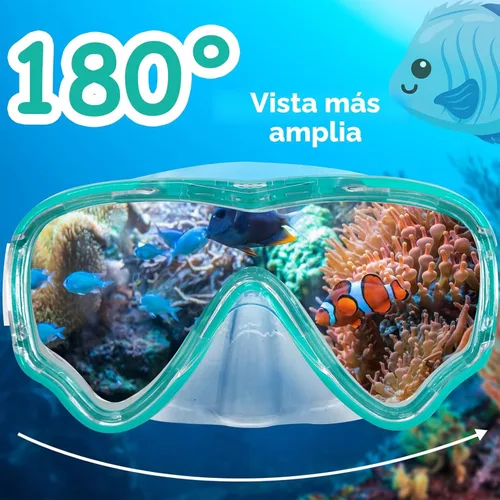 Miniatura 4 de Vvinca Kids-Goggles with Nose Cover, Diving Mask Elastic Fabric Strap Anti Fog Anti Shattered Lens for Kids Swim Goggles 3-14 02-verde y azul marino