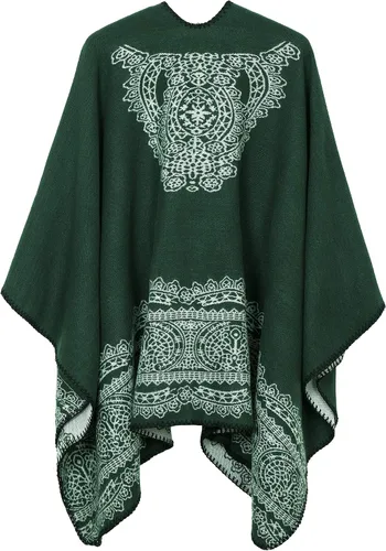 Miniatura 31 de Chales cálidos para mujer, cárdigan con frente abierto, estilo vintage, poncho