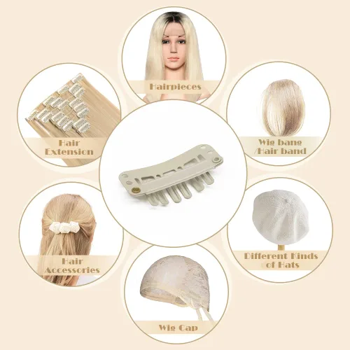 Miniatura 46 de Dreamlover - Clips para extensiones de cabello, clips para peluca con 9 dientes, 30 piezas Beige