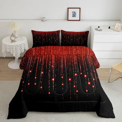 Miniatura 17 de Feelyou - Juego de edredón abstracto ombre, color azul y negro, juego de cama para adolescentes, para niños, mujeres y jóvenes, juego de edredón
