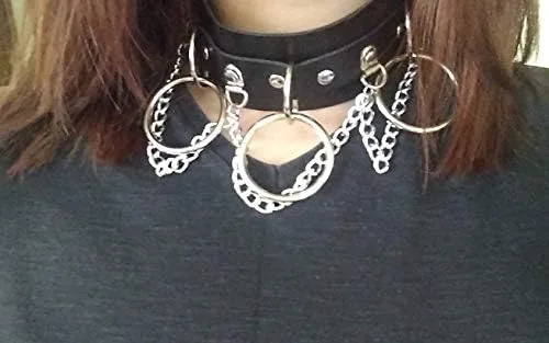 Miniatura 8 de Gargantilla circular de piel sintética gótica con cuello de remache punk roca negra tachonada Cuero cuero