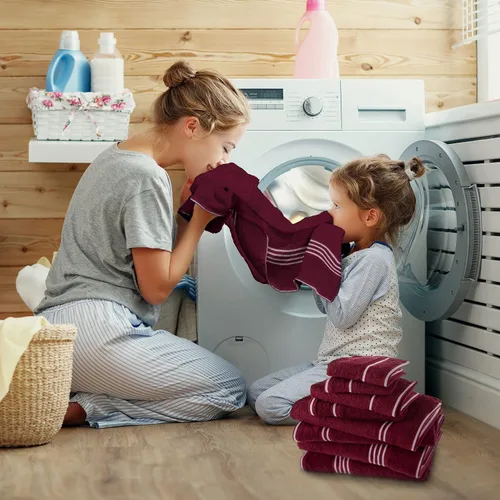 Miniatura 4 de Bedford Home - Juego de toallas de 8 piezas, accesorios de baño de algodón con 2 toallas de baño, 2 paños de mano, 2 toallas y 2 paños