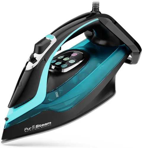 Miniatura 13 de Pursteam SteamBurst+ Plancha de vapor de 1750 W, suela de cerámica, vapor ajustable, ráfaga de vapor, autolimpiante, anticalco, antigoteo, potente