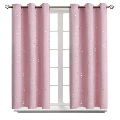 Miniatura 36 de BGment Cortinas opacas para dormitorio infantil, con aislamiento térmico, con ojales, estampado de estrellas plateadas, cortinas para oscurecer
