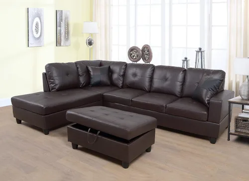 Miniatura 5 de Golden Coast Furniture - Juego de sofá seccional en forma de L, juego de sofá de sala de estar, sofá seccional de cuero con otomana