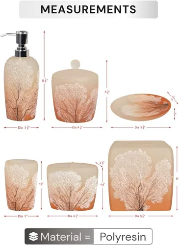 Miniatura 6 de Decozen Juego de 6 accesorios de baño, dispensador de jabón, soportes para cepillos de dientes, vaso, jabonera y tarro de hisopo de algodón