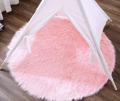 Miniatura 4 de Meng Ge - Funda de piel de oveja sintética para sofá o sillón, color liso Rosa