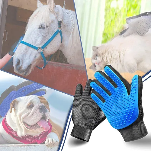 Miniatura 5 de Guante de aseo para mascotas, cepillo removedor de pelo suave y eficiente para mascotas, guantes de masaje para mascotas, mano izquierda y derecha