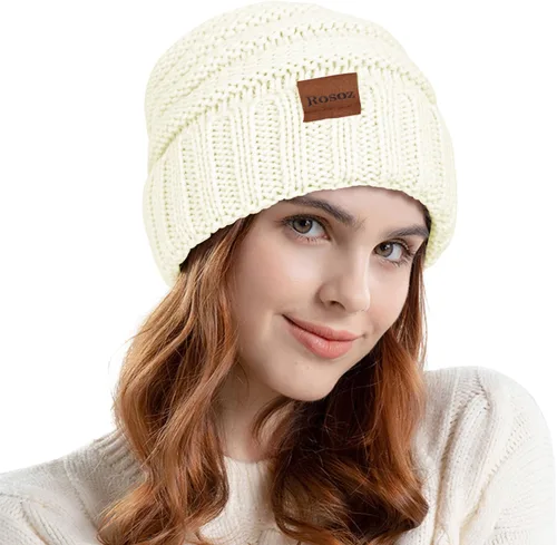 Miniatura 2 de Rosoz Gorros de invierno para mujer para mujer, gorros de punto cálidos para mujer, gruesos para clima frío