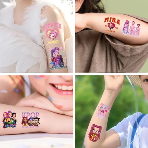 Miniatura 4 de 40 tatuajes temporales de cazadores de películas de demonios para niños, ídolo coreano Huntrx, Saja Boys, Jinwoo, Rumi, Tigre, calcomanías