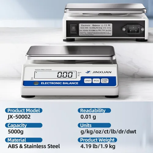 Miniatura 10 de Balanza digital de laboratorio 0.01g de precisión 5000g Balanza analítica Escala de precisión para pesar oro, plata, joyas de diamante, polvo