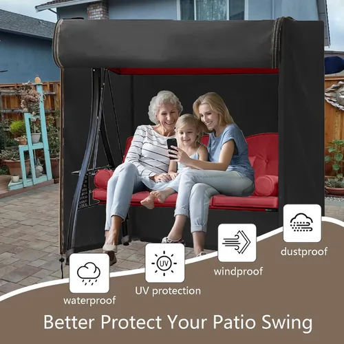 Miniatura 2 de FLYMEI Funda de columpio para exteriores, cubierta de hamaca de 2 plazas triples para porche, toldo y otros muebles de patio, impermeable