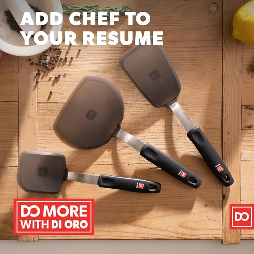Miniatura 7 de DI ORO - Espátulas para uso en la cocina, silicona resistente al calor de 600 °F, juego de espátulas giratorias para cocinar, espátulas anchas