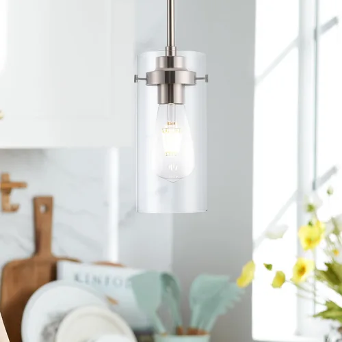 Miniatura 8 de Lámpara colgante, luces de cocina colgantes de techo, accesorios de iluminación de cocina con acabado de níquel cepillado, iluminación colgante