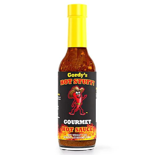Miniatura 14 de Gordy's Hot Stuff! Salsa picante gourmet, hecha en Texas con chiles rojos para un sabor rico y complejo, hecha a mano en pequeños lotes, totalmente