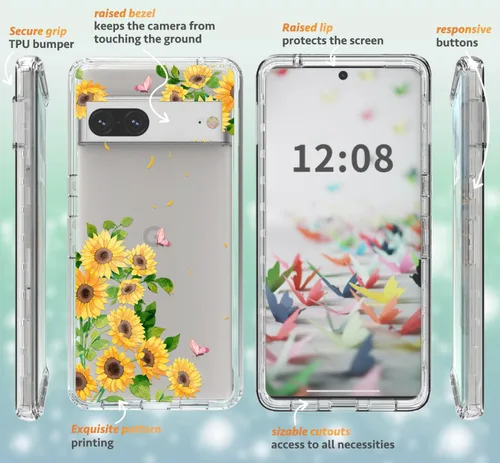 Miniatura 5 de for Google Pixel 7 Case，Google 7 Phone Case，for Girls Women Cover Design Dual Layer Slim Fit Drop Proof Impact Resistant Shockproof Clear Case