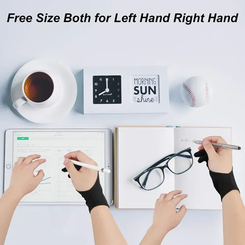 Miniatura 3 de Guantes para tableta de dibujo de artista, guantes de pintura con gráficos de dos dedos, tamaño libre, creativo tanto para mano derecha como