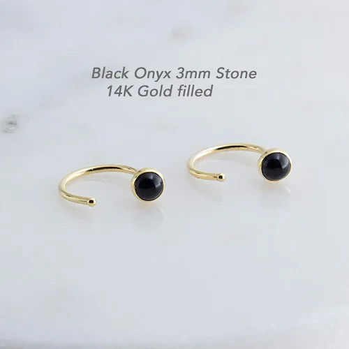 Miniatura 47 de Half Huggie Gold Hoop Earrings for Girls Women Tiny Cartilage Birthstone Stud Piercing Earring Hypoallergenic Earring Screw Back Dainty Hug Hoops