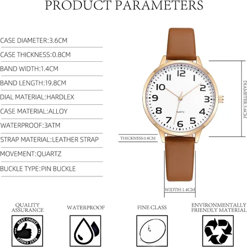 Miniatura 5 de IBSO Relojes de pulsera para mujer, correa de malla de cuero, caja redonda, analógico, moda