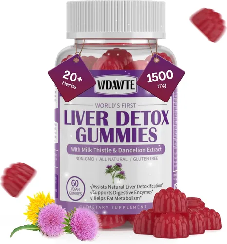 Miniatura 6 de VIDAVITE Liver Cleanse - Gomitas de desintoxicación y reparación, sin azúcar, fabricadas en Estados Unidos, suplemento de cardo mariano de 1500 mg