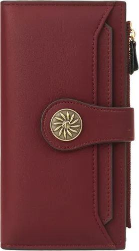 Miniatura 4 de Travelambo Cartera de mano de cuero genuino encerado de gran capacidad para mujer con bloqueo RFID