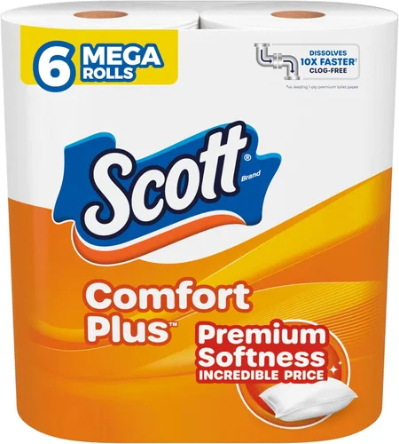 Miniatura 9 de Scott ComfortPlus - Papel higiénico con tubo perfumado suave a lavanda, 12 mega rollos, 310 hojas por rollo, apto para fosas sépticas, papel