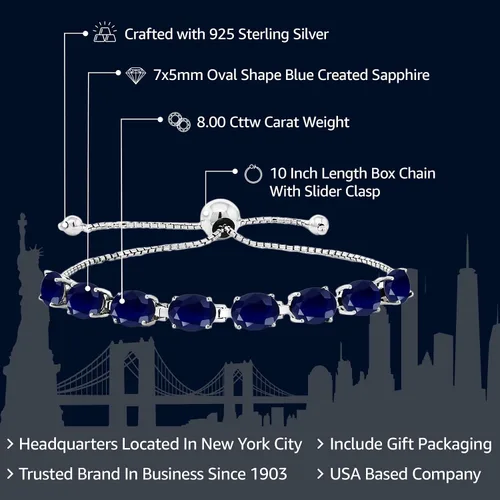 Miniatura 81 de Gem Stone King Pulsera de plata de ley 925 con piedra natal ovalada de 0.276 x 0.197 in para mujer, totalmente ajustable hasta 9 pulgadas