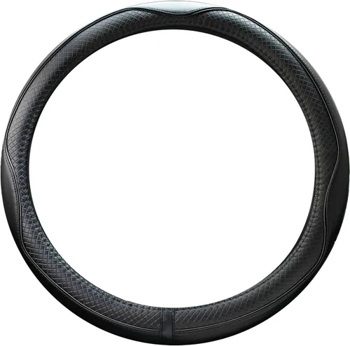 Rueesh Funda de cuero de microfibra antideslizante con acabado mate para volante de automóvil, funda universal de 15" con patrón de relieve para