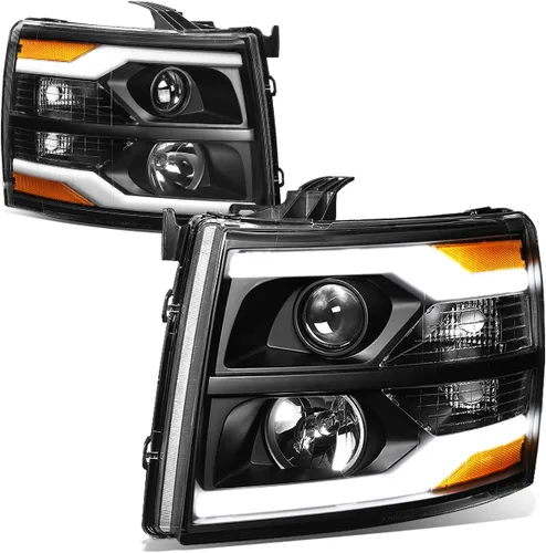Miniatura 9 de DNA MOTORING HL-HPL-CSIL07-G2-BK-CL1 - Faro delantero de proyector DRL de doble LED compatible con Chevy Silverado 2007-2014, negro/transparente