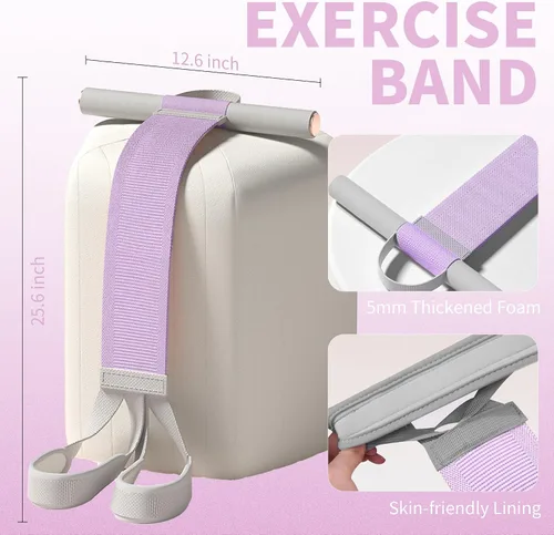 Miniatura 2 de Banda de resistencia de tela con asas antideslizante para pedal de pie para mujeres, banda de fitness de cuerpo completo de 120 libras