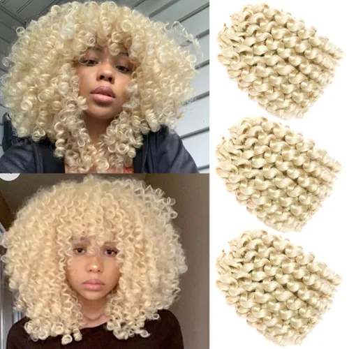 Miniatura 11 de Cabello de Ganchillo Jamaicano Saltarín de 8 Pulgadas 5 Paquetes 2X Rizo de Varita Ringlet Cabello de Ganchillo Pre-Enrollado Rizo Saltarín