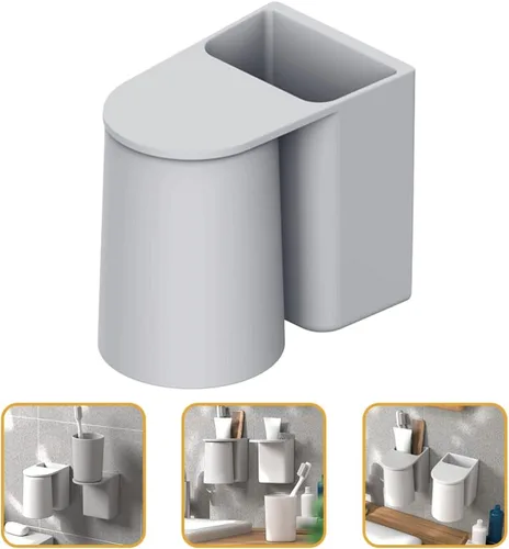Miniatura 4 de Cabilock Soporte para cepillo de dientes montado en la pared del cuarto de baño, taza magnética para cepillo de pasta de dientes, no se necesitan