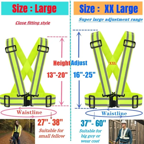 Miniatura 2 de Correas de alta visibilidad Chaleco de seguridad Ajustable y elástico Equipo reflectante para correr, caminar, ciclismo, trabajadores