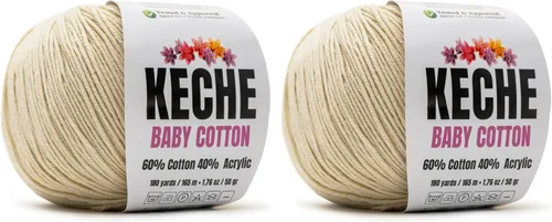 Miniatura 29 de Keche Hilo de algodón, 60% algodón, 40% hilo acrílico, hilo de algodón suave para crochet y tejer, hilo amigurumi, 1 madeja/bola, 1.76 onzas (50g)