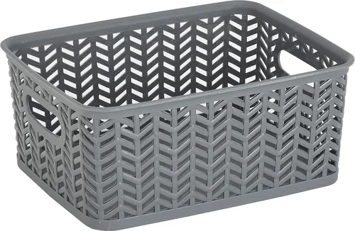 Miniatura 18 de Simplify Paquete de 3 cestas de almacenamiento pequeñas en espiga, dimensiones: 10 x 8 x 4 pulgadas, diseño de espiga, peso ligero, ideal para baño