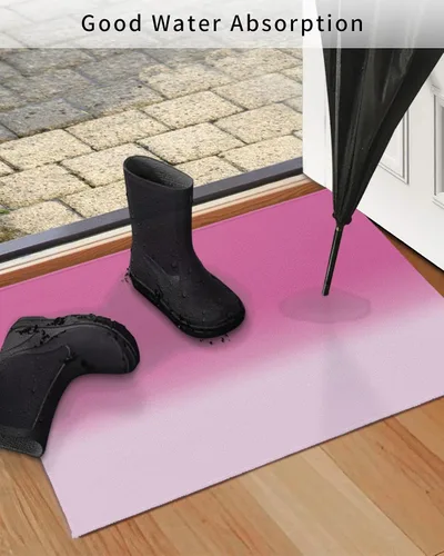 Miniatura 4 de Tapete para puerta delantera, antideslizante, absorbente, para entrada, para interiores y exteriores, tapete pequeño con patrón degradado rosa