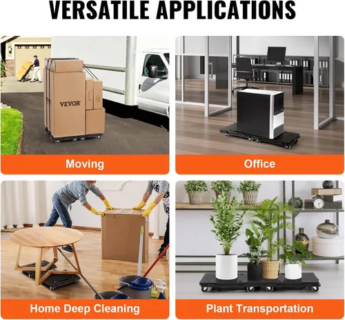 Miniatura 5 de VEVOR Carro para mover muebles, 16 x 11 pulgadas, capacidad de 500 libras, carritos para mover muebles con 4 ruedas, rodillos móviles portátiles