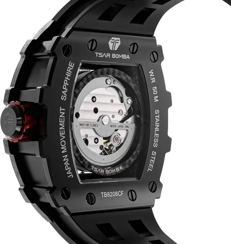 Miniatura 7 de TSAR BOMBA Relojes automáticos para hombre, 164.0 ft, impermeable, reloj mecánico japonés, reloj mecánico para hombre, movimiento Tonneau, caja