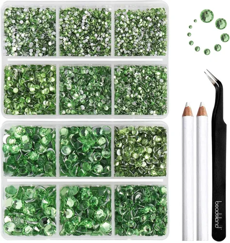 Miniatura 6 de Beadsland 8300 diamantes de imitación con parte trasera plana, diamantes de imitación redondos de cristal azules para manualidades, mezcla de 10