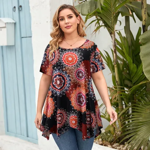 Miniatura 2 de LARACE - Camiseta tipo túnica con vuelo para mujer, de ajuste suelto y cómodo, favorecedora a la silueta