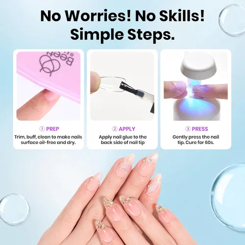 Miniatura 5 de Beetles 9 en 1 Pegamento de Gel para Uñas de Acrílico, 2 Piezas de 10ml Super Fuerte Pegamento de Uñas para Puntas de Uñas Postizas Transparentes