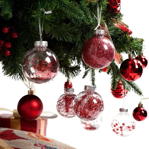 Miniatura 5 de AMS Adornos de bola de Navidad transparentes de 24 quilates, 2.36 pulgadas/2.362 in, juego de bolas de Navidad colgantes inastillables para árbol