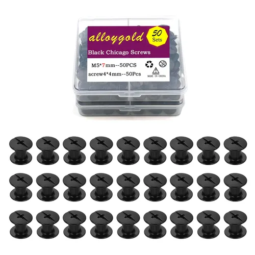 Miniatura 31 de 50 Juegos M5*6 Negro Pistola Kit de Tornillos Chicago Remaches de Cuero Tornillos Remaches Chicago Botones de Tornillos DIY Acabado de Cuero