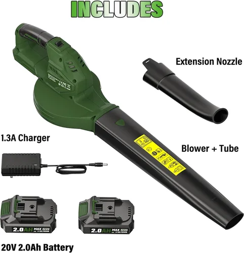 Miniatura 6 de SEYVUM Soplador de hojas, soplador inalámbrico de 20 V con batería de 2 x 2.0 Ah, soplador eléctrico de hojas para el cuidado del césped, soplador