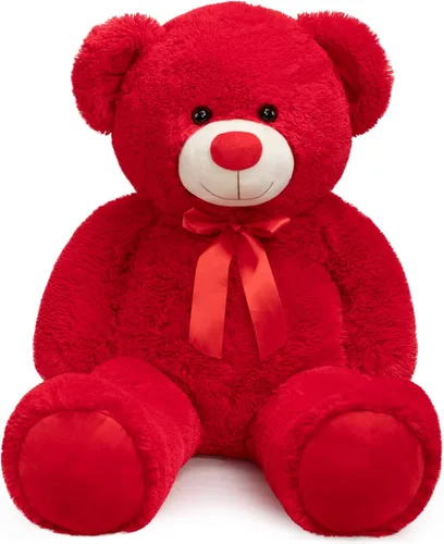 Miniatura 10 de Enorme Oso de Peluche Animal de Peluche Oso de Peluche Gigante con Lazo de Cinta Roja Juguete de Peluche de Día Regalo para Novia y Niños 36 Beige