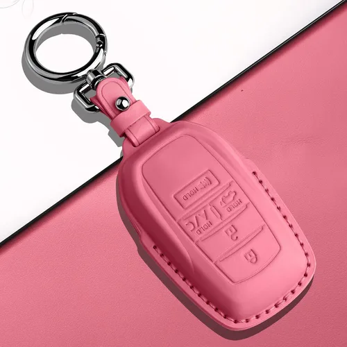 Miniatura 4 de Tukellen Funda de cuero para llavero Toyota compatible con Land Cruiser 2019-2026, Venza 2021-2026, Grand Highlander Hilux, Fortuner, Tundra Rosa