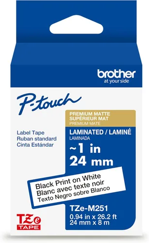Miniatura 40 de Brother P-touch TZE-S951 - Cinta adhesiva laminada extra resistente de 1 pulgada (24 mm) de ancho, negro sobre plateado mate, laminada
