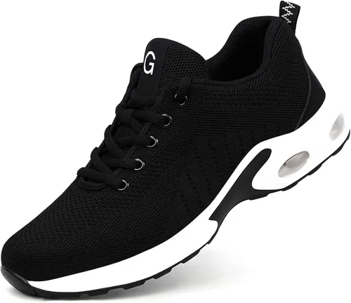 Tinefiy Steel Toe Shoes Men Women Lightweight Air Cushion Safety Sneakers Slip Resistant Work Sneakers Safety Toe Tennis Shoes Indestructible Shoe