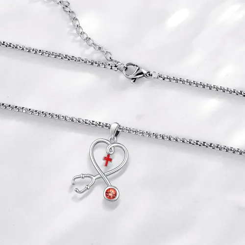 Miniatura 146 de Collar de alas de ángel de plata de ley 925, ángel de la guarda, enfermera RN caduceo, dije de ángel de cristal, joyería de regalo para mujer
